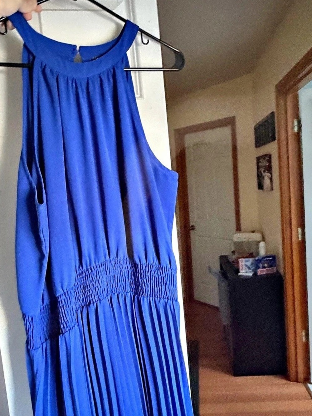 PrettyGarden Women's Long Dresses Sleeveless Halter Neck Flowy Pleated Maxi